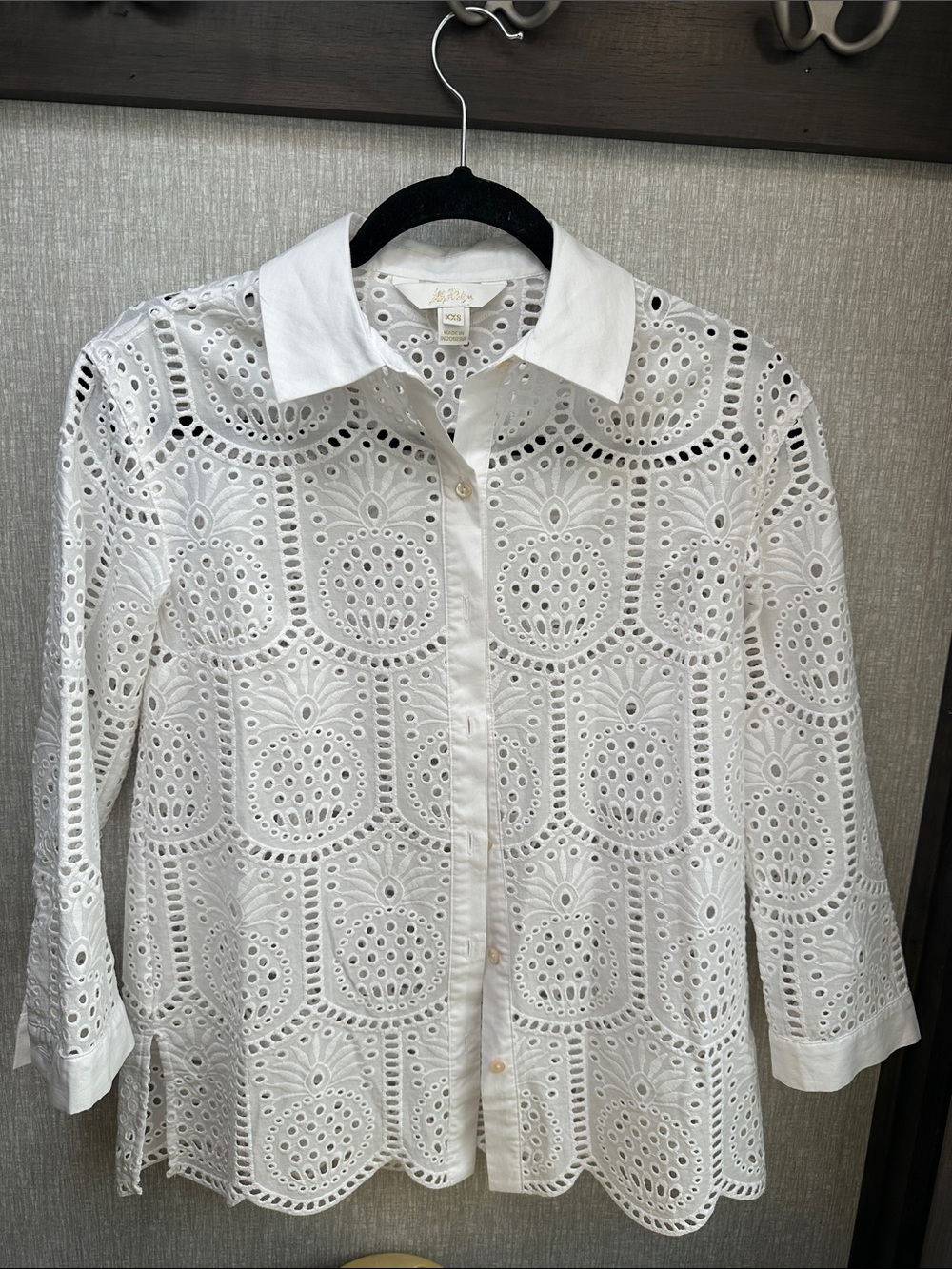Lilly Pulitzer White Eyelet Collared Blouse
